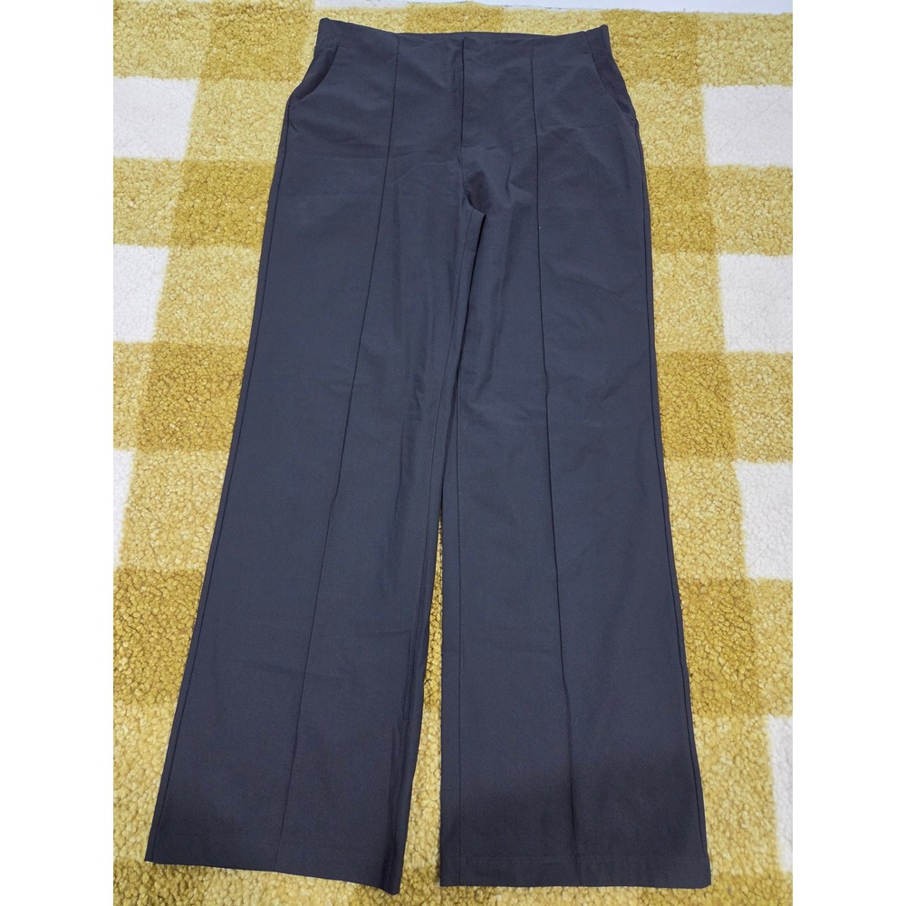Vuori Womens XL Wide Leg Pintuck Trousers Black Technical Performance Pants